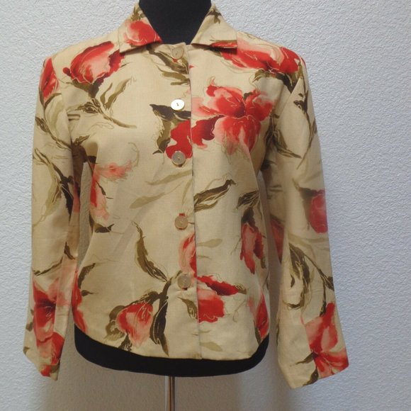 COLDWATER CREEK Silk Linen Blend blazer jacket PM - Picture 1 of 4